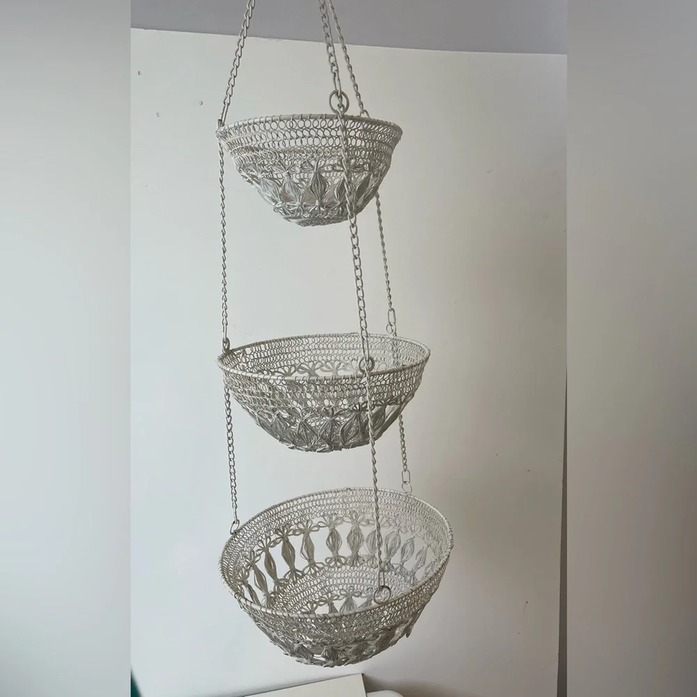 Woven Wire Tripple Hanging Basket Rattan Look